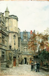 La Cour du Musée de Cluny, vers 1878-80 (panneau)